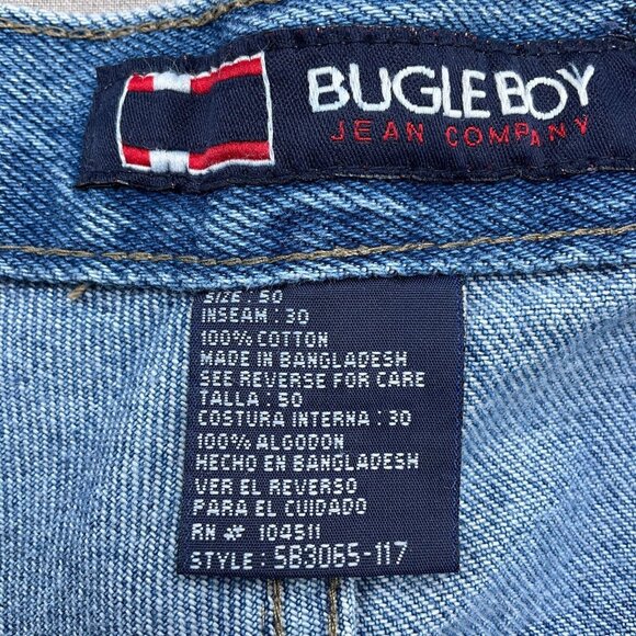 Bugle Boy Jeans Men‎ 47W x28L Blue Class A High Rise Wide Leg Relaxed VTG - Picture 2 of 12